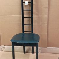 SEDIA - LEGNO E PELLE - SPALLIERA ALTA -