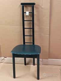 SEDIA - LEGNO E PELLE - SPALLIERA ALTA -