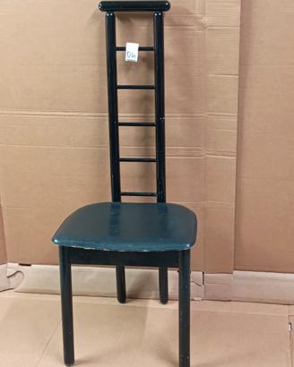 SEDIA - LEGNO E PELLE - SPALLIERA ALTA -