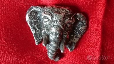 soprammobile ferma carte testa elefante d'argento