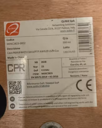 Bobina 500m Cavo Rete CAT 6A U/FTP AWG23