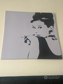 Quadro moderno Audrey Hepburn 90x90 bianco/nero