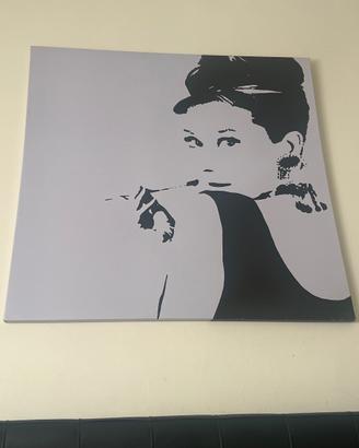 Quadro moderno Audrey Hepburn 90x90 bianco/nero