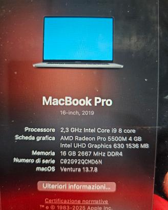 macbook pro 16" pollici