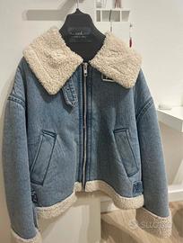 Giacca Zara jeans con pelo teddy oversize tg M 🩵