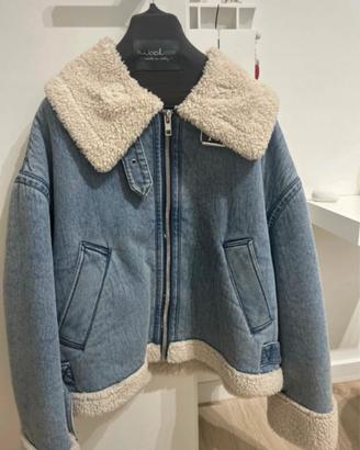 Giacca Zara jeans con pelo teddy oversize tg M 🩵