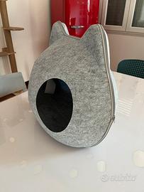 Cuccia per gatto in feltro a forma di gatto
