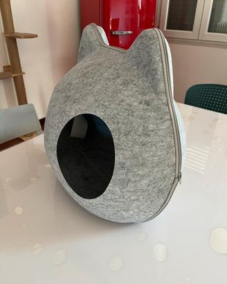 Cuccia per gatto in feltro a forma di gatto