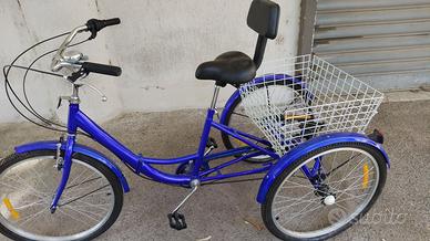 Bicicletta a tre ruote con cestino incorporato