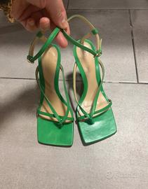 Bottega veneta green leather sandals 