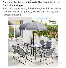 Tavolo con 6 sedie e ombrellone