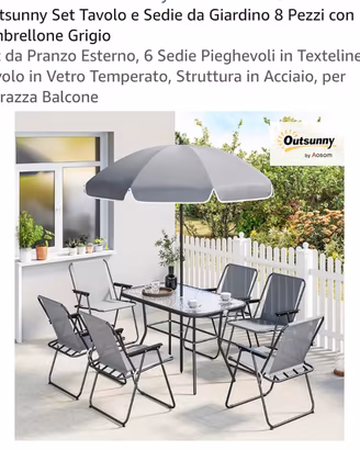 Tavolo con 6 sedie e ombrellone