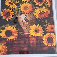 quadro tela ricamata a mano punto croce I girasoli