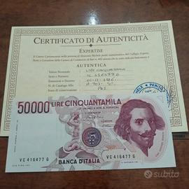 50000 LIRE BERNINI 1 TIPO LETTERA C PERIZIATA