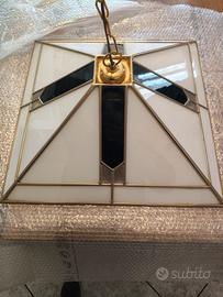 lampadario vintage sospeso in vetro lavorato