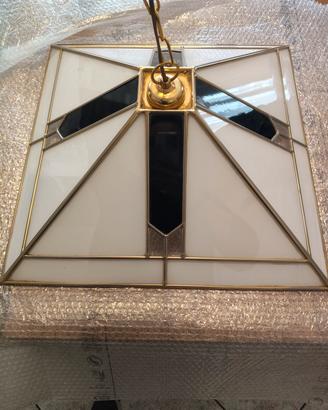 lampadario vintage sospeso in vetro lavorato