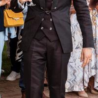 Vestito sposo completo coreano damascato nero 50