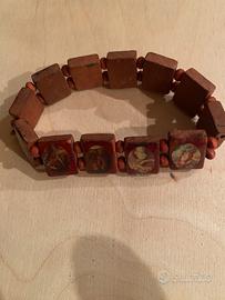 Bracciale rosario in legno elastici