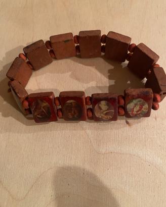 Bracciale rosario in legno elastici