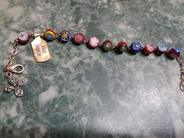 Bracciale di Murano con ciondolo a croce 