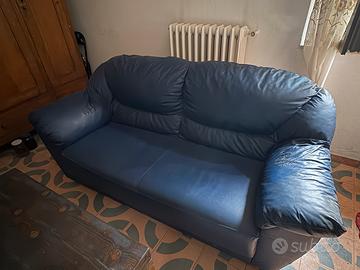 Divano 2 posti in similpelle blu