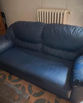 Divano 2 posti in similpelle blu