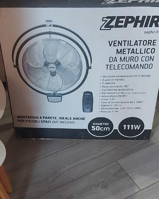 ventilatore zephir montaggio a parete nuovo