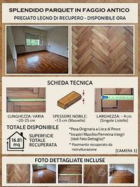 Parquet Massello Faggio d'Epoca a Lisca di Pesce-1