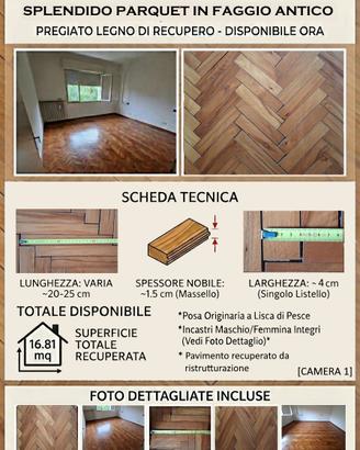 Parquet Massello Faggio d'Epoca a Lisca di Pesce-1