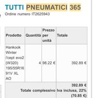 4 Pneumatici invernali Hankook winter evo 2 (W320)