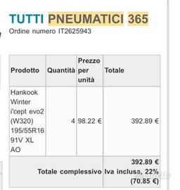 4 Pneumatici invernali Hankook winter evo 2 (W320)