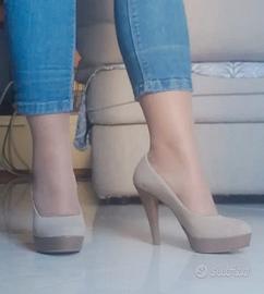 Decoltè Donna Beige 36 Tacco 10