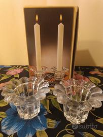 Portacandele vintage in vetro Borgonovo