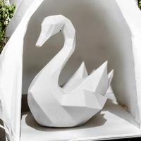 Cigno Elegante statua decorativa - design origami