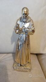 STATUA PADRE PIO IN RESINA ARGENTATA 