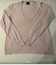 Maglione cotone sun 68 donna scollo “V” rosa