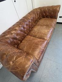 Divano vintage 3 posti in pelle capitonné CHESTERF