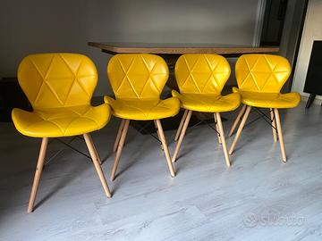 SET 4 POLTRONCINE GIALLO SENAPE STILE EAMES