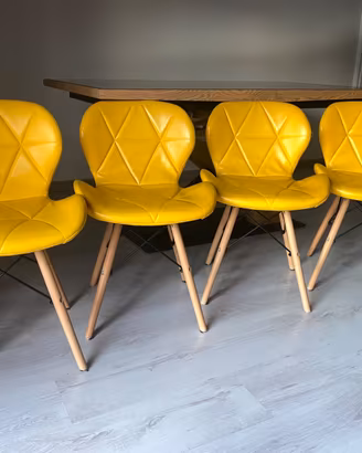 SET 4 POLTRONCINE GIALLO SENAPE STILE EAMES