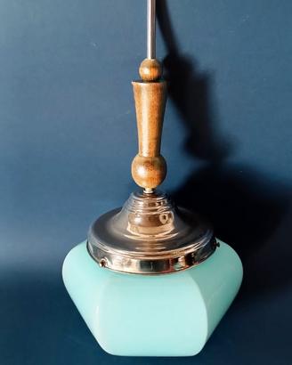 Lampada A Sospensione Vetro Anni 20/40 Originale
