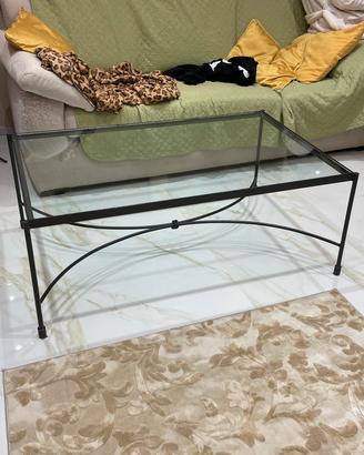 Tavolino in vetro e ferro battuto