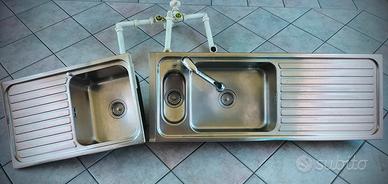 Coppia di Lavelli Cucina in Acciaio Inox e tubi 