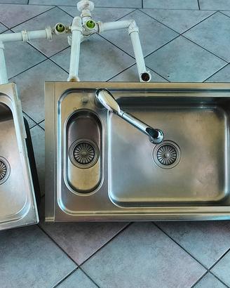 Coppia di Lavelli Cucina in Acciaio Inox e tubi 
