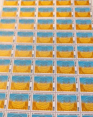 foglio 50 francobolli 50° anniversario Fao