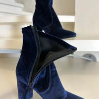 Stivaletti in velluto blu