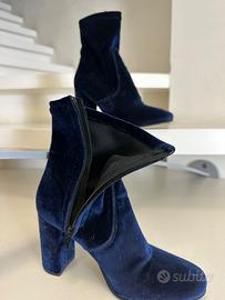 Stivaletti in velluto blu