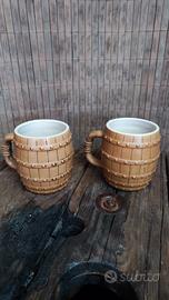 set 2 boccale birra bicchiere notte ceramica 