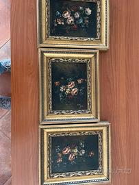 Set tre quadri floreali