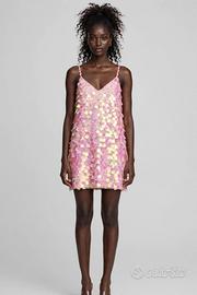 Vestito corto con paillettes rosa