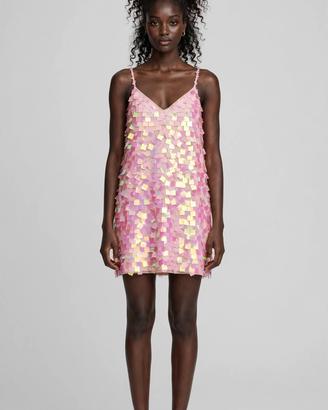 Vestito corto con paillettes rosa